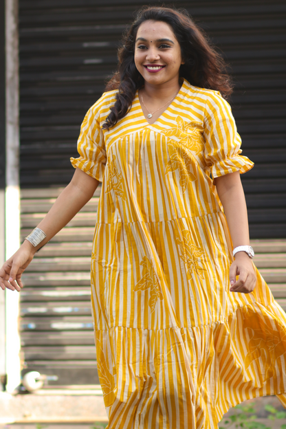 Tiered dress(Mustard yellow)