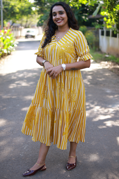 Tiered dress(Mustard yellow)