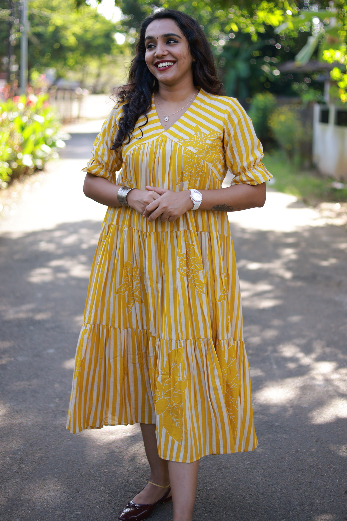 Tiered dress(Mustard yellow)
