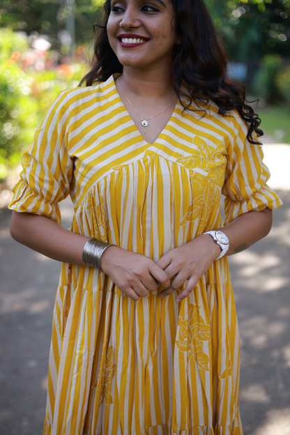 Tiered dress(Mustard yellow)