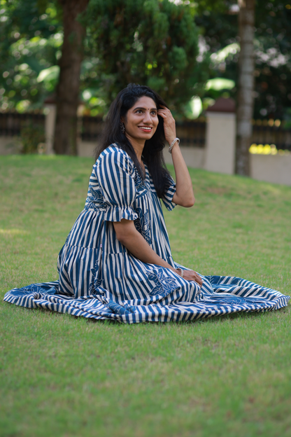 Tiered dress(Teal Blue)