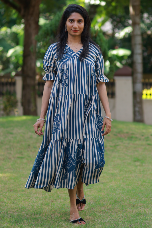 Tiered dress(Teal Blue)
