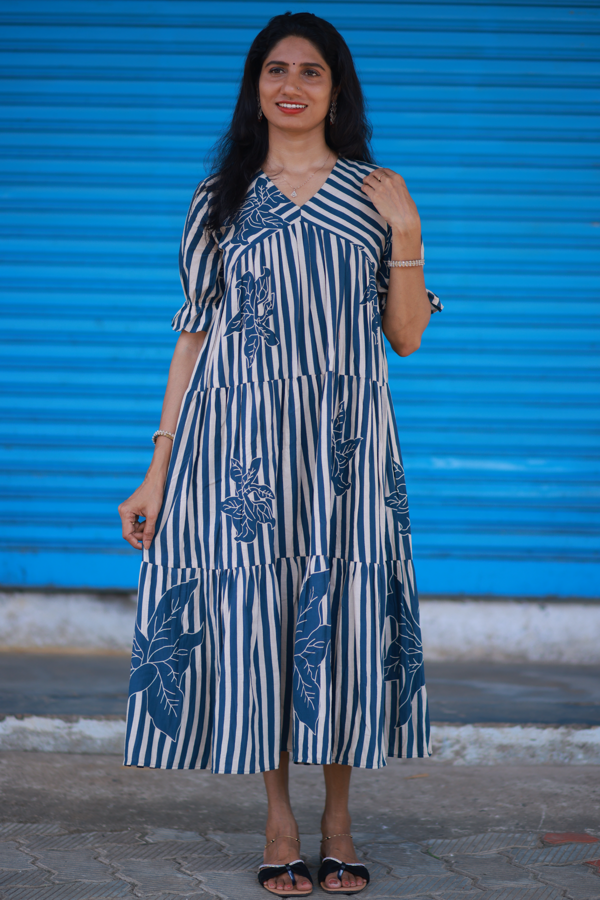 Tiered dress(Teal Blue)